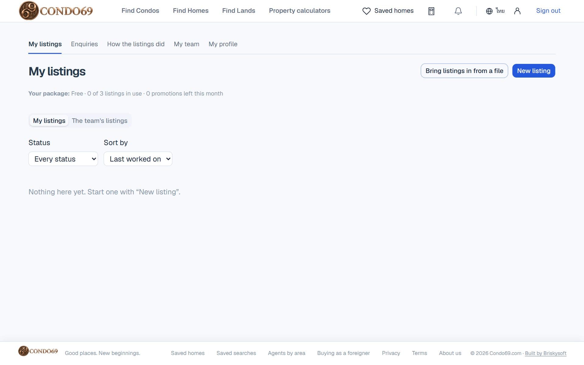 My listings, still empty